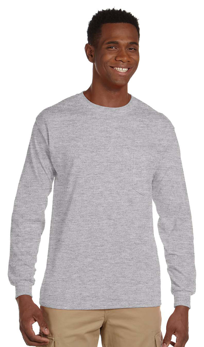 Gildan G241 Ultra Cotton Long-Sleeve Pocket T-Shirt - Apparels Fly